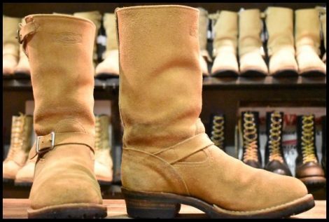 【8.5E 良品 06年】WESCO ウエスコ カスタムボス スエード エンジニア バーラップラフアウト ベージュ ビブラム100 BOSS ブーツ HOPESMORE