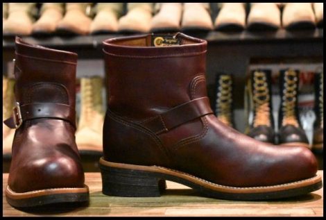 【10E 美品 黒タグ】Chippewa チペワ 1901M11 ショートエンジニア 7インチハイト コードバン スチールトゥ ビブラム700 ブーツ HOPESMORE