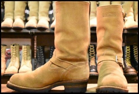 【8.5E 良品 06年】WESCO ウエスコ カスタムボス スエード エンジニア バーラップラフアウト ベージュ ビブラム100 BOSS ブーツ HOPESMORE