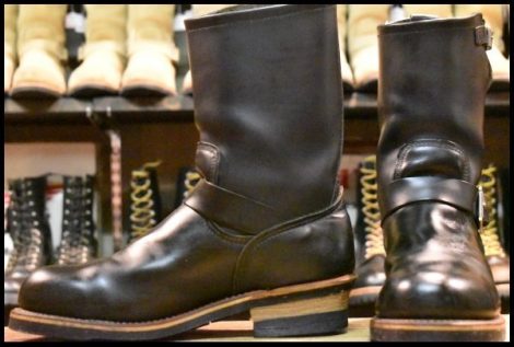 【9D 美品 06年】レッドウィング 2268 エンジニア 黒 ブラッククローム プルオン スチールトゥ ブーツ redwing HOPESMORE