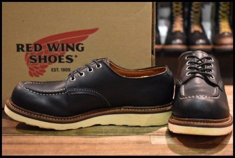 【7.5D 箱付 良品 10年】レッドウィング 8106 オックスフォード 黒 ブラッククローム モックトゥ ローカット ブーツ redwing HOPESMORE