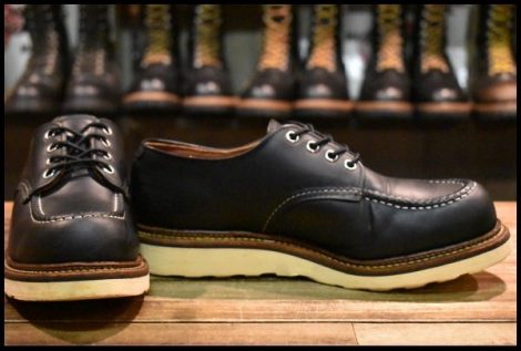 【7.5D 箱付 良品 10年】レッドウィング 8106 オックスフォード 黒 ブラッククローム モックトゥ ローカット ブーツ redwing HOPESMORE
