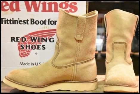 【8E 箱付 良品 羽タグ 97年】レッドウィング 8168 スエード ペコス タン ラフアウト ベージュ ブーツ redwing pecos HOPESMORE