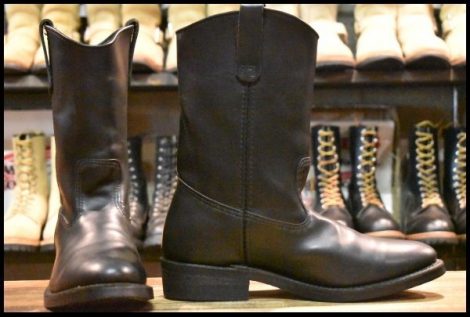 【10E 良品 07年】レッドウィング 8155 ペコス 黒 ブラッククローム ウエスタン プルオン ブーツ redwing pecos HOPESMORE