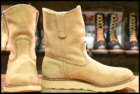 【8E 箱付 良品 羽タグ 97年】レッドウィング 8168 スエード ペコス タン ラフアウト ベージュ ブーツ redwing pecos HOPESMORE