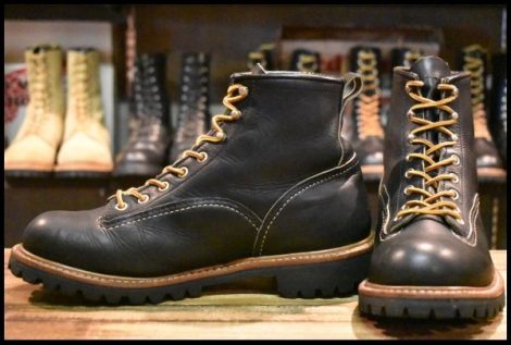 【8.5D 良品 12年】レッドウィング 2935 ビブラム ラインマン ブラック 黒 ラグソール レースアップ LTT ブーツ redwing HOPESMORE