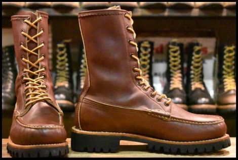 【6.5EE 美品 青タグ】RUSSELL MOCCASIN ラッセルモカシン ハイカー ブラウン 茶 ロング バードシューター ブーツ HOPESMORE