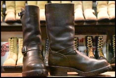 【7.5E 良品 旧ロゴ 95年】WESCO ウエスコ カスタムボス ブラック 黒 11インチハイト ビブラム100 エンジニア ブーツ BOSS HOPESMORE
