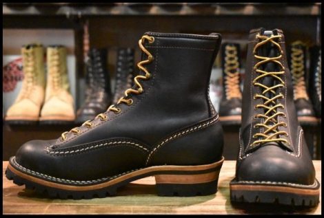【9E 美品 13年】WESCO ウエスコ カスタムジョブマスターLTT 黒 ブラック ビブラム100シングル レースアップ 編み上げ ブーツ HOPESMORE