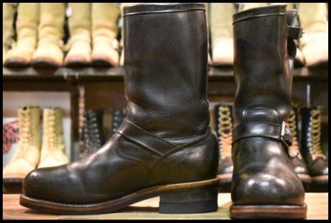 【8.5E 良品 PT83 黒タグ Cマーク】Chippewa チペワ 02789 エンジニア 黒 ブラック スチールトゥ プルオン ブーツ HOPESMORE