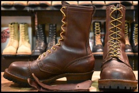 【8.5EEE 良品 13年】WESCO ウエスコ カスタムジョブマスター ブラウン 茶 ビブラム100 キャップトゥ レースアップ ブーツ HOPESMORE