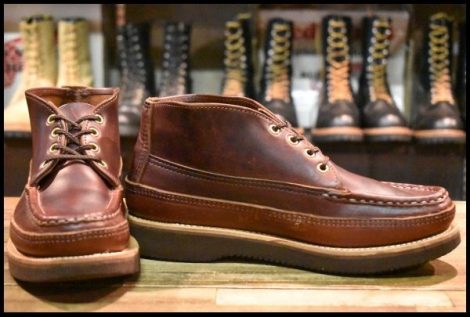 【7.5E 美品】RUSSELL MOCCASIN ラッセルモカシン スポーティングクレーチャッカ バーガンディ クロムエクセル 短靴 ブーツ HOPESMORE