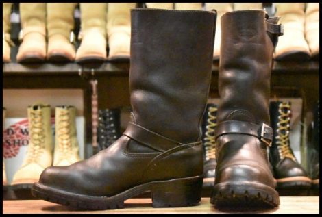 【7.5E 良品 旧ロゴ 95年】WESCO ウエスコ カスタムボス ブラック 黒 11インチハイト ビブラム100 エンジニア ブーツ BOSS HOPESMORE