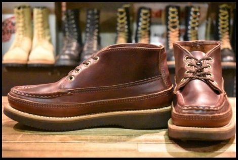 【7.5E 美品】RUSSELL MOCCASIN ラッセルモカシン スポーティングクレーチャッカ バーガンディ クロムエクセル 短靴 ブーツ HOPESMORE