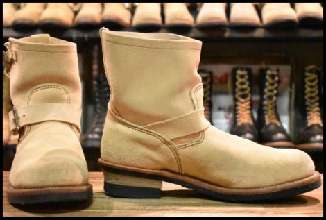 【9.5D 良品 09年】レッドウィング 2965 ショート スエードエンジニア ホーソーンアビレーンラフアウト ベージュ ブーツ redwing HOPESMORE