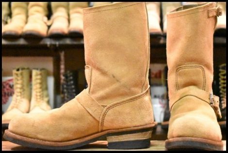 【10D 良品 19年】レッドウィング 9269 スエード エンジニア タン ブルハイド ラフアウト ベージュ プルオン ブーツ redwing HOPESMORE