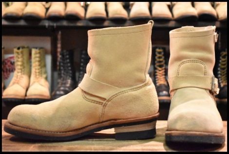 【9.5D 良品 09年】レッドウィング 2965 ショート スエードエンジニア ホーソーンアビレーンラフアウト ベージュ ブーツ redwing HOPESMORE