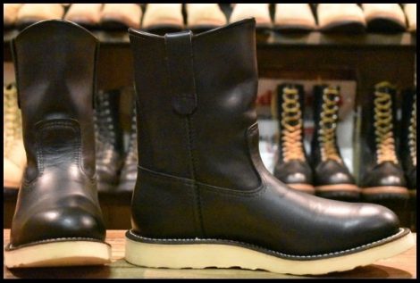 【8E 箱付 美品 08年】レッドウィング 8169 ペコス 黒 ブラッククローム プルオン クッションソール ブーツ redwing pecos HOPESMORE