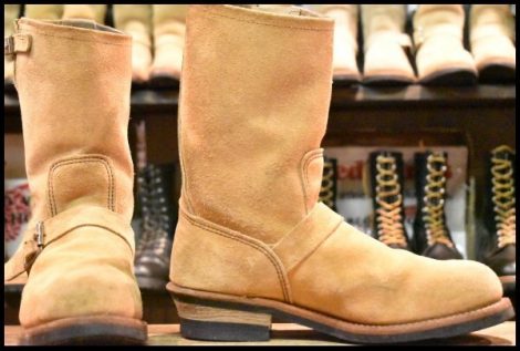 【10D 良品 19年】レッドウィング 9269 スエード エンジニア タン ブルハイド ラフアウト ベージュ プルオン ブーツ redwing HOPESMORE