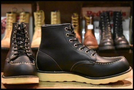 【8E 美品 犬タグ 98年】レッドウィング 8179 アイリッシュセッター 黒 ブラッククローム モックトゥ 編み上げ ブーツ redwing HOPESMORE