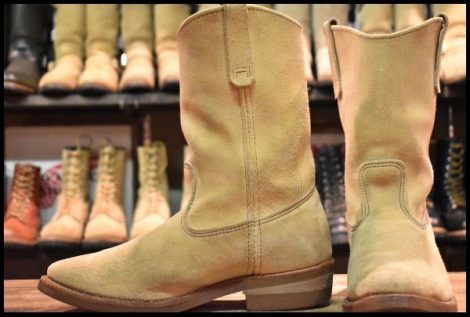 【9E 良品 06年】レッドウィング 8156 スエード ペコス ホーソーン タンラフアウト ベージュ プルオン ブーツ redwing pecos HOPESMORE