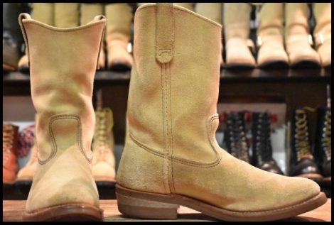 【9E 良品 06年】レッドウィング 8156 スエード ペコス ホーソーン タンラフアウト ベージュ プルオン ブーツ redwing pecos HOPESMORE