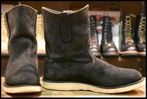 【10E 良品 09年】レッドウィング 8177 黒スエード ペコス ブラック ラフアウト プルオン ブーツ redwing pecos HOPESMORE