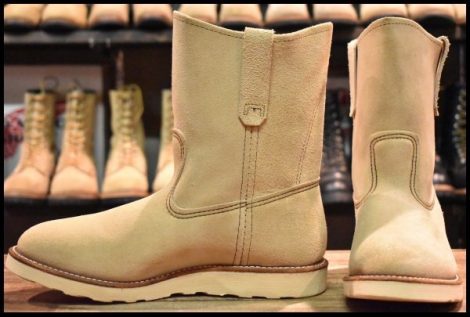 【8.5E 美品 10年】レッドウィング 8168 スエード ペコス ホーソーン アビレーン ラフアウト ベージュ ブーツ redwing pecos HOPESMORE