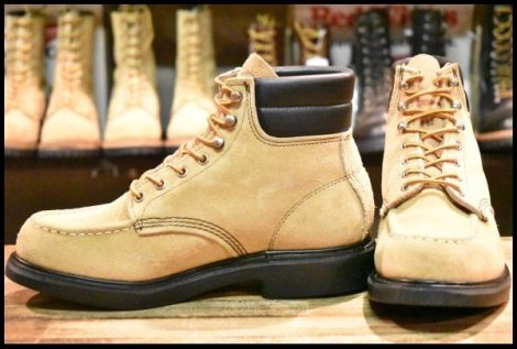 【8.5E 美品 羽タグ】レッドウィング 8118 スエード スーパーソール タンラフアウト モックトゥ ベージュ ブーツ redwing HOPESMORE