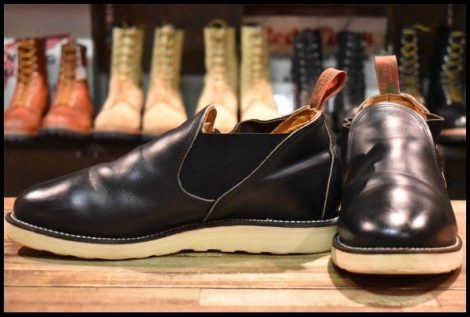 【8.5E 良品 90’S】レッドウィング 8142 サイドゴア 黒 ブラッククローム ローカット 短靴 ブーツ redwing HOPESMORE