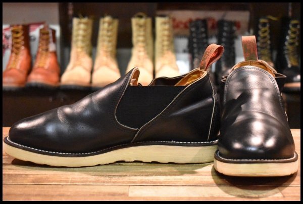 【8.5E 良品 90’S】レッドウィング 8142 サイドゴア 黒 ブラッククローム ローカット 短靴 ブーツ redwing HOPESMORE