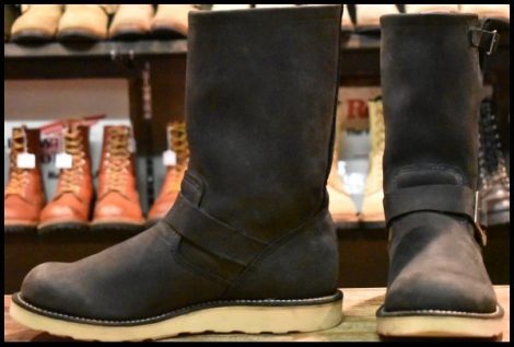 【9D 良品 09年】レッドウィング 2974 エンジニア ヌバック 黒 トラクショントレッドソール スチール無し ブーツ redwing HOPESMORE
