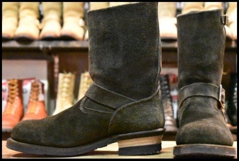 【8.5D 良品 BEAMS別注 07年】レッドウィング 8274 黒スエード エンジニア ラフアウト スチールトゥ ブーツ redwing HOPESMORE