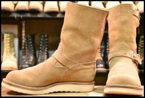 【7D 良品 08年】WESCO ウエスコ カスタムボス スエード エンジニア バーラップラフアウト ベージュ ビブラム1010 BOSS ブーツ HOPESMORE