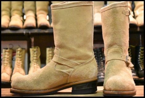 【9E 良品 PT83 黒タグ 93年】Chippewa チペワ スエード エンジニア 90863 サンドスエード ベージュ スチールトゥ ブーツ HOPESMORE