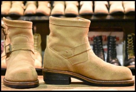 【7E 良品 白タグ】Chippewa チペワ スエード ショートエンジニア 7インチハイト サンドスエード スチールトゥ ブーツ HOPESMORE