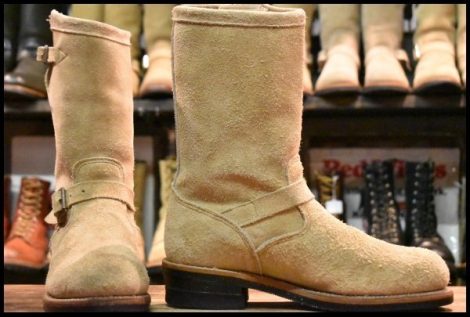 【9E 良品 PT83 黒タグ 93年】Chippewa チペワ スエード エンジニア 90863 サンドスエード ベージュ スチールトゥ ブーツ HOPESMORE