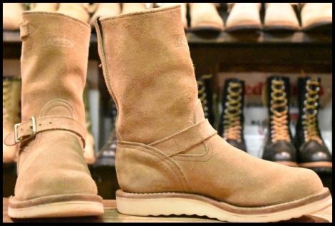 【7D 良品 08年】WESCO ウエスコ カスタムボス スエード エンジニア バーラップラフアウト ベージュ ビブラム1010 BOSS ブーツ HOPESMORE