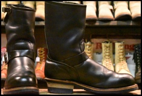 【9D 良品 PT99刺繍】レッドウィング 2268 エンジニア 黒 ブラッククローム スチールトゥ プルオン ブーツ redwing HOPESMORE