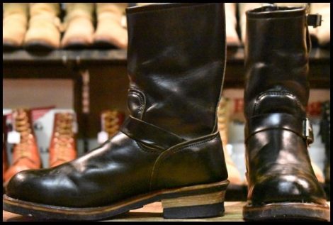 【9D 良品 PT91刺繍】レッドウィング 2268 エンジニア 黒 ブラッククローム スチールトゥ プルオン ブーツ redwing HOPESMORE