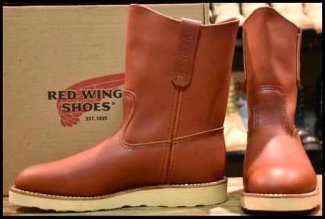【7.5E 箱付 未使用 19年】レッドウィング 8866 ペコス 赤茶 オロラセット クッションソール ブーツ redwing pecos HOPESMORE