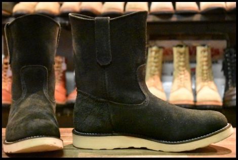 【9E 良品 09年】レッドウィング 8177 黒スエード ペコス ブラック ラフアウト プルオン ブーツ redwing pecos HOPESMORE