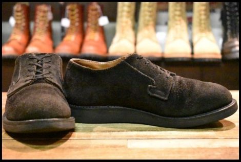 【6D 良品 18年】レッドウィング 9112 黒スエード ポストマン オックスフォード レースアップ ブラック ブーツ redwing HOPESMORE
