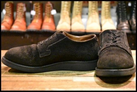 【6D 良品 18年】レッドウィング 9112 黒スエード ポストマン オックスフォード レースアップ ブラック ブーツ redwing HOPESMORE