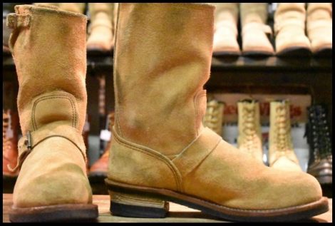 【8.5D 良品 19年】レッドウィング 9269 スエード エンジニア タン ブルハイド ラフアウト ベージュ プルオン ブーツ redwing HOPESMORE
