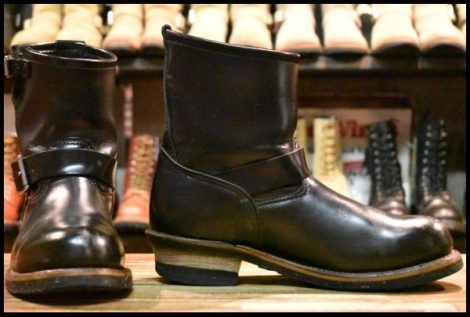 【8.5D 良品 07年】レッドウィング 2976 ショート エンジニア 黒 ブラッククローム スチールトゥ プルオン ブーツ redwing HOPESMORE