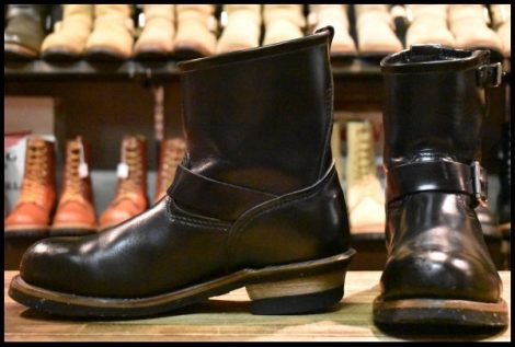 【8.5D 良品 07年】レッドウィング 2976 ショート エンジニア 黒 ブラッククローム スチールトゥ プルオン ブーツ redwing HOPESMORE