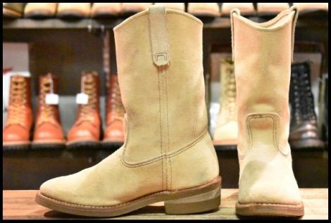 【7E 良品 06年】レッドウィング 8156 スエード ペコス ホーソーン タンラフアウト ベージュ プルオン ブーツ redwing pecos HOPESMORE