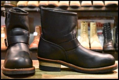 【8D 良品 13年】レッドウィング 2976 ショート エンジニア 黒 ブラッククローム スチールトゥ ブーツ redwing HOPESMORE