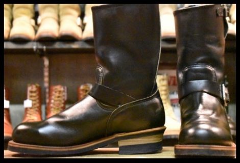 【9D 美品 PT99刺繍】レッドウィング 2268 エンジニア 黒 ブラッククローム スチールトゥ プルオン ブーツ redwing HOPESMORE